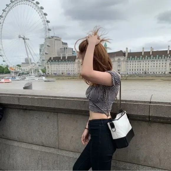 Bershka Gingham Cropped Top Black - Picture 15 of 15